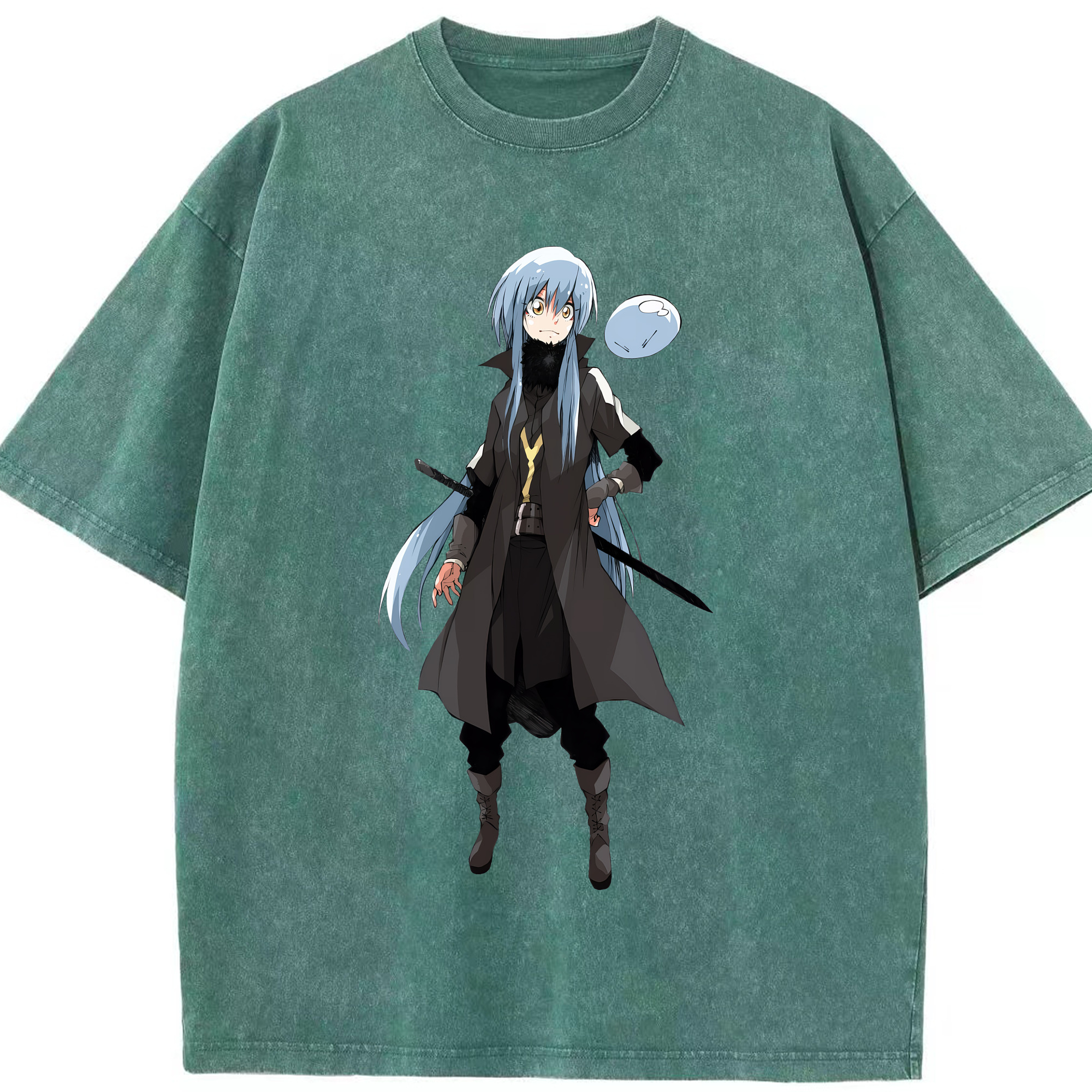 （画像用） 転スラ Regarding Reincarnated to Slime 綿100% ヴィンテージ風 半袖Tシャツ（フロントプリント）